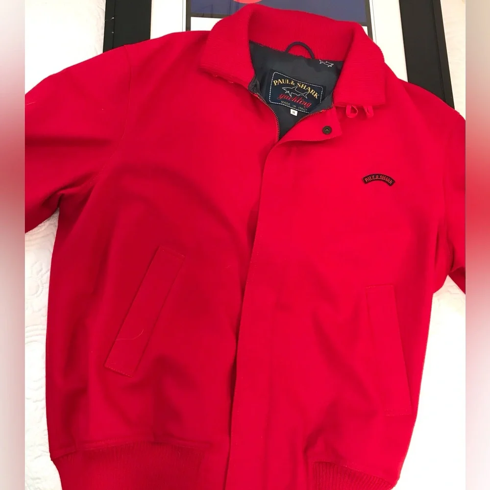 Paul & Shark Red Wool Yachting Bomber Jacket